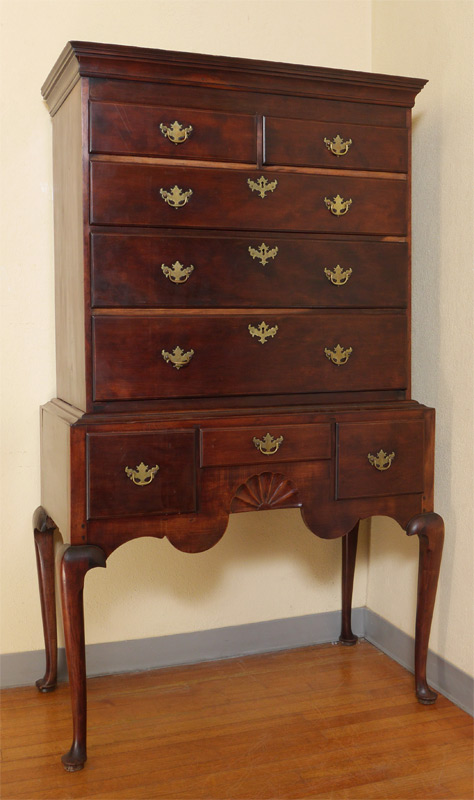 Appraisal: EARLY TH CENTURY HIGHBOY Top with half drawers of full