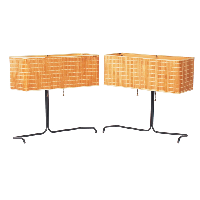 Appraisal: Gerald Thurston table lamps pair by Lightolier black enameled metal