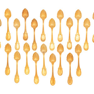 Appraisal: A Set of Twenty-One Gilt Metal Dessert Spoons each handle