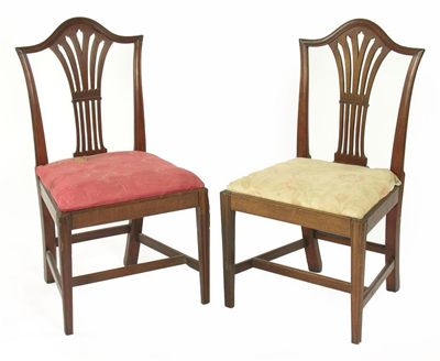 Appraisal: A set of four George III mahogany side chairs the