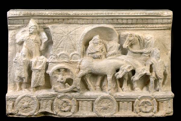 Appraisal: A plaster relief of a procession losses height in width