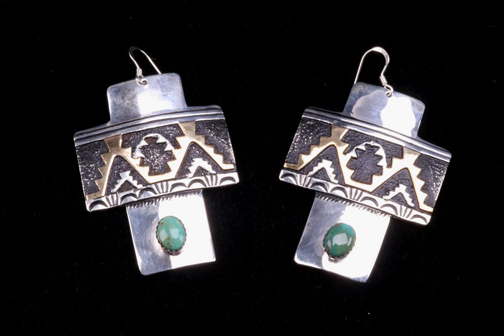 Appraisal: Navajo T R Singer Sterling Turquoise Earrings Included in this