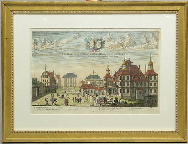 Appraisal: A set of eight Swedish framed hand colored chateau prints