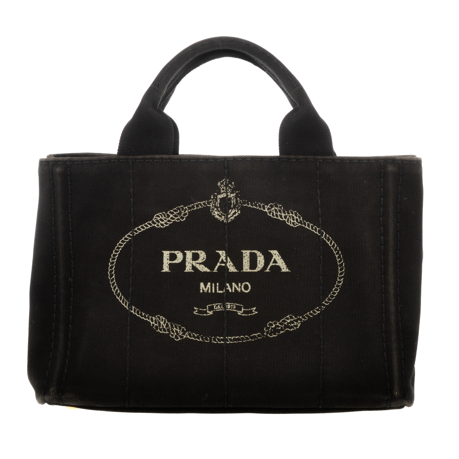 Appraisal: A PRADA CANAPA TOTE A black canvas Prada Canapa Tote