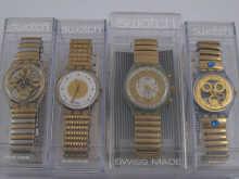 Appraisal: Four Swatch wrist watches including one chronograph all in original