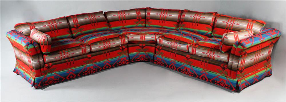 Appraisal: LARGE L-SECTIONAL SOFA UPHOLSTERED IN A SOUTHWESTERN NAVAJO STYLE PATTERNED