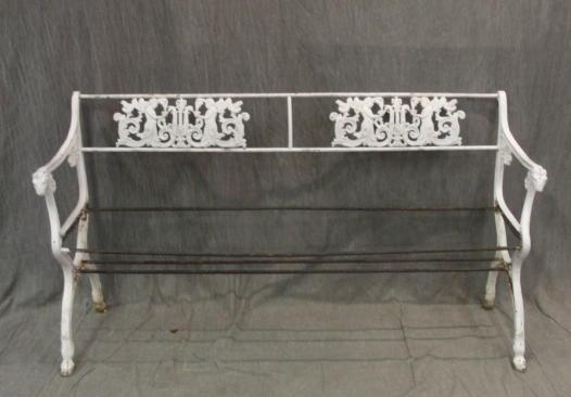 Appraisal: th Century Iron Bench Missing the possibly wood slatted bench