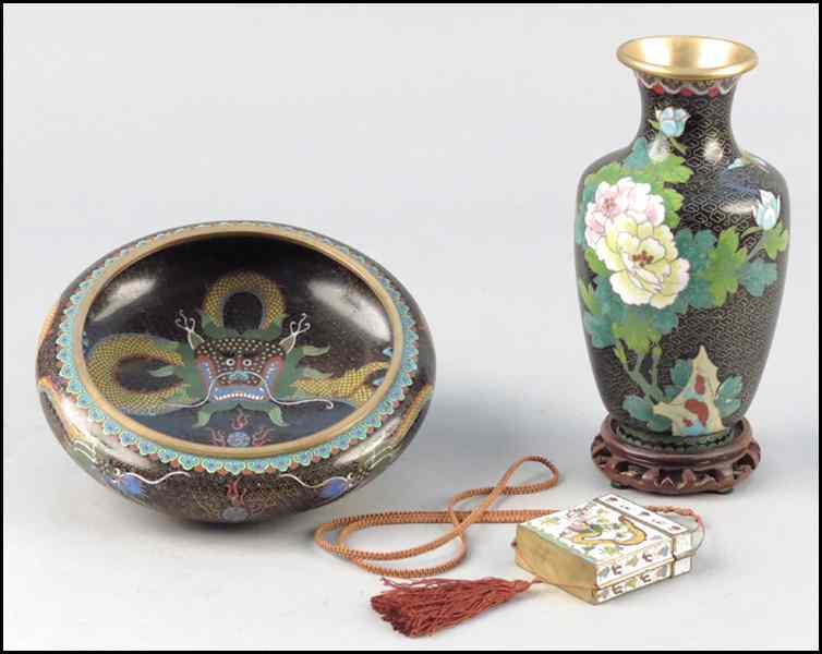 Appraisal: JAPANESE CLOISONNE INRO Together with a cloisonne vase and a