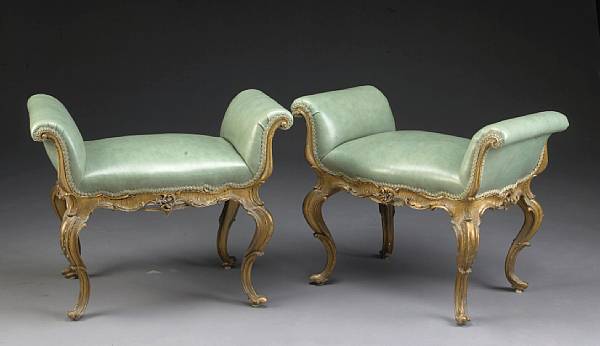 Appraisal: A pair of Rococo style giltwood window seats mid th