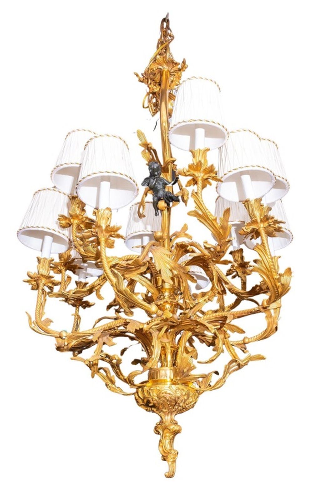 Appraisal: CONTINENTAL BAROQUE STYLE ORMOLU CHANDELIER Continental Baroque style large twelve