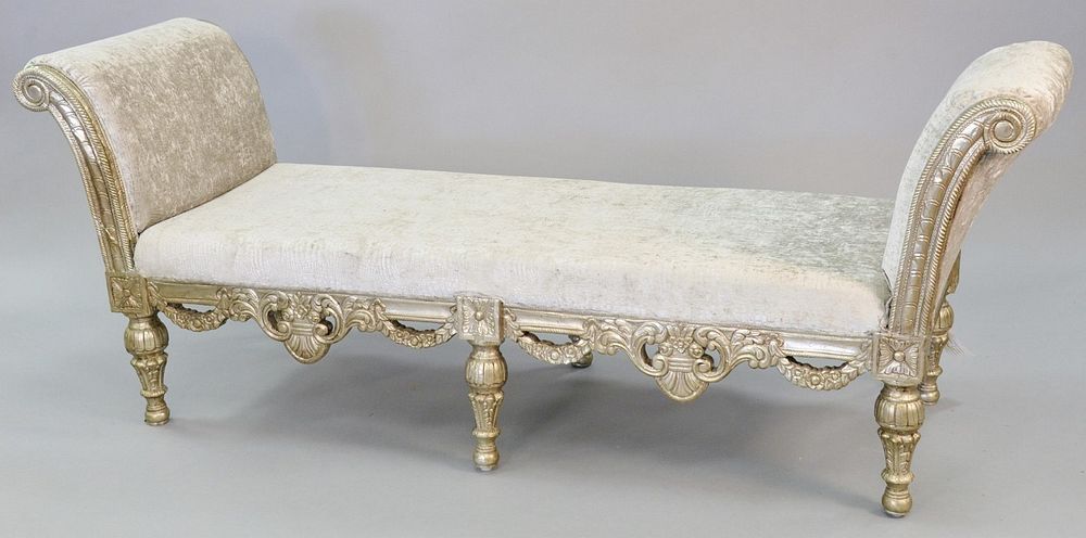 Appraisal: Carved and embossed silver gilt bench highly carved in Renaissance