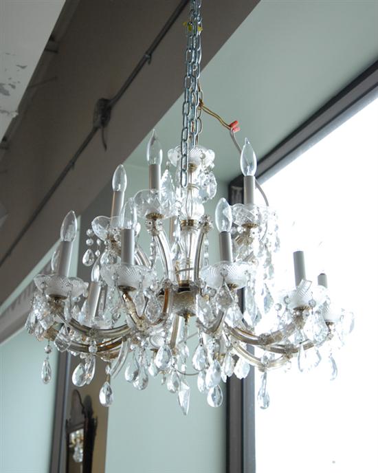 Appraisal: A Fifteen Arm Crystal Chandelier with cut glass bobeches and