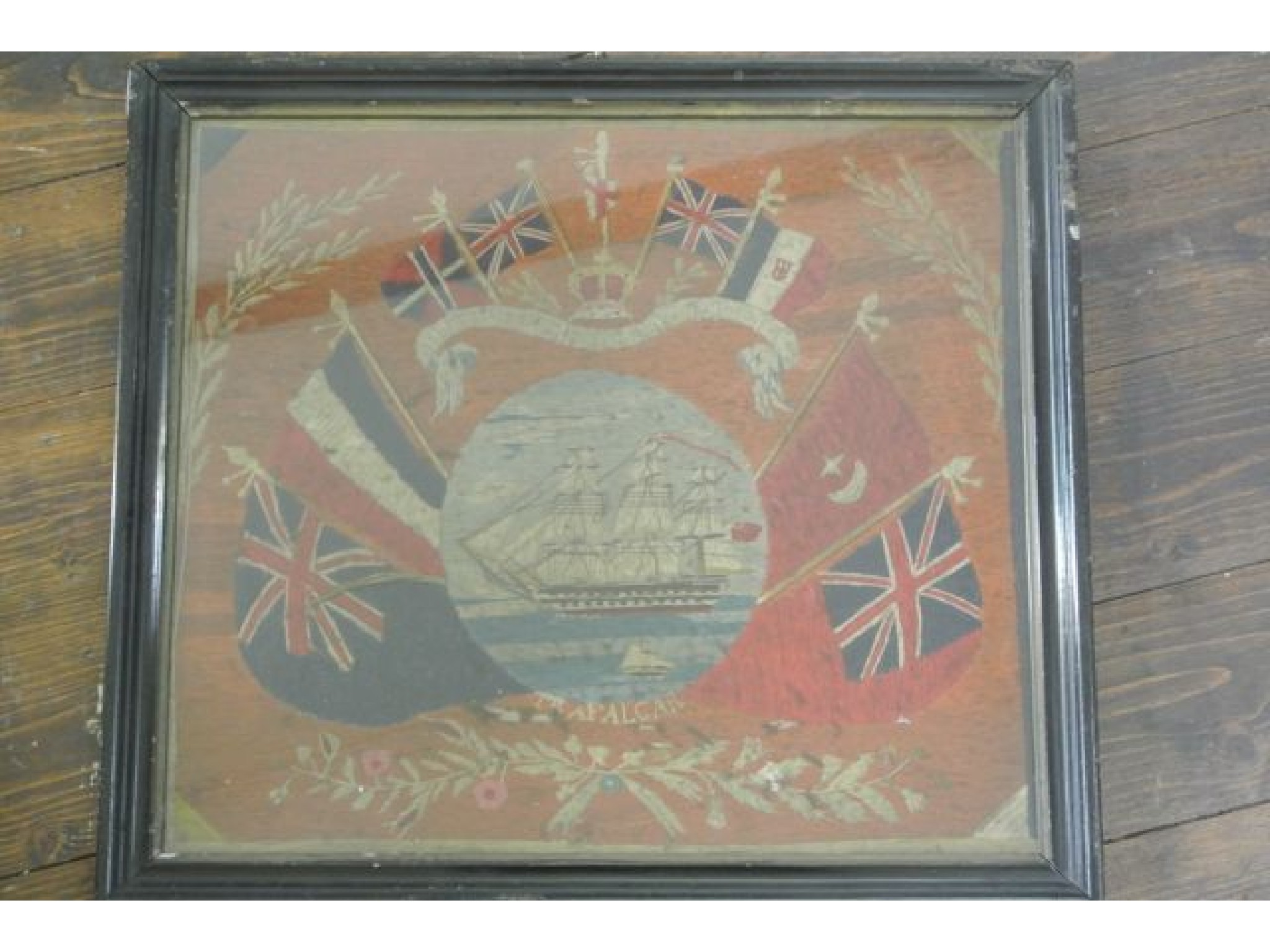 Appraisal: A th century wool work panel commemorating the Battle of