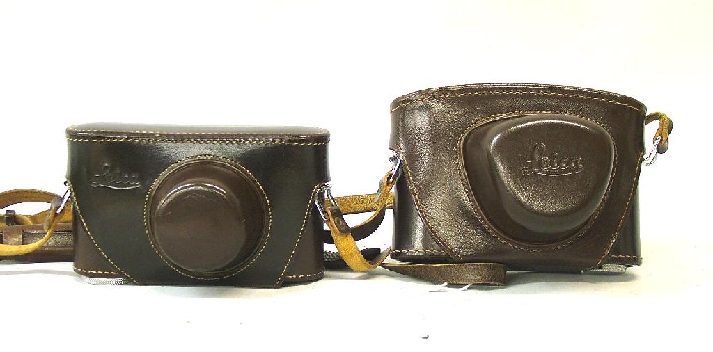 Appraisal: Two Leica brown leather camera cases