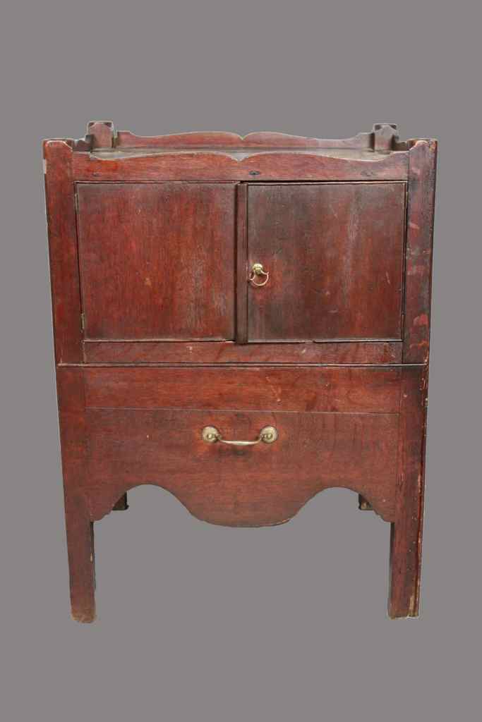 Appraisal: GEORGE III OAK BEDSIDE CABINET circa the rectangular top with