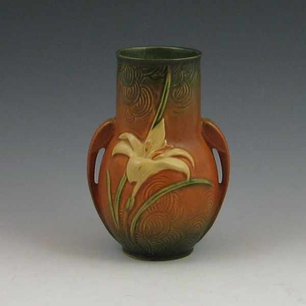 Appraisal: Roseville Zephyr Lily vase in brown and green Marked Roseville