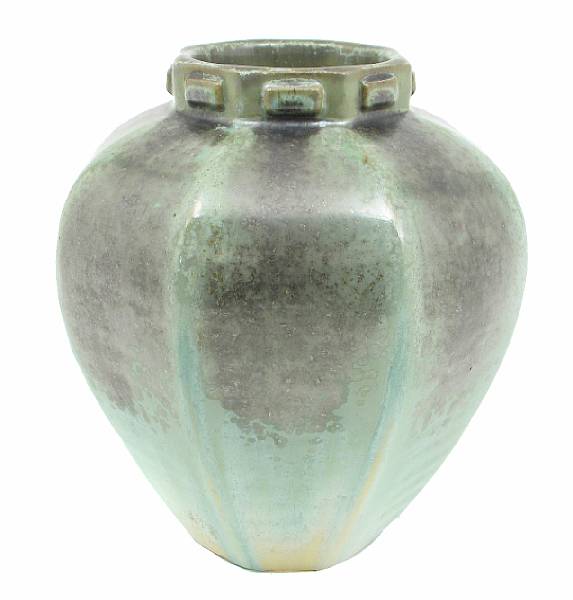 Appraisal: A Fulpher green glazed stoneware vase has Fulper vertical mark