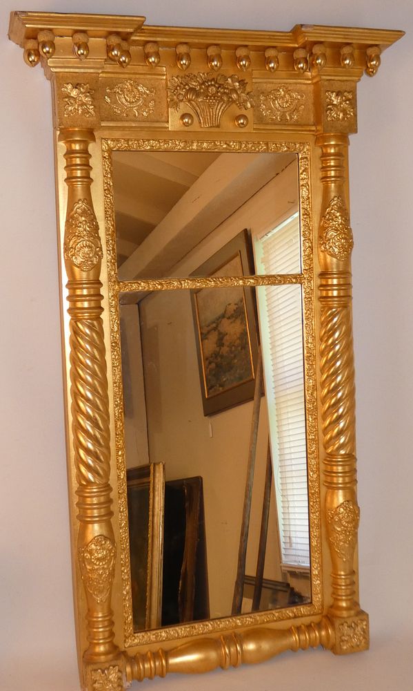 Appraisal: FEDERAL PERIOD GILT MIRROR Fine Federal period fire-gilt wall mirror