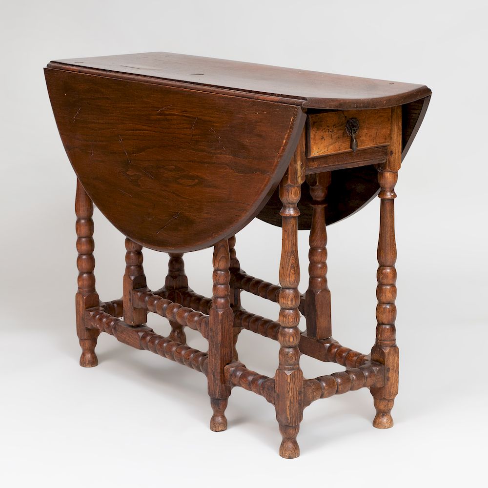 Appraisal: William and Mary Style English Oak Gate Leg Table x