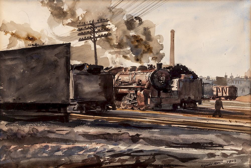 Appraisal: REGINALD MARSH AMERICAN - REGINALD MARSH AMERICAN - Steam Locomotive