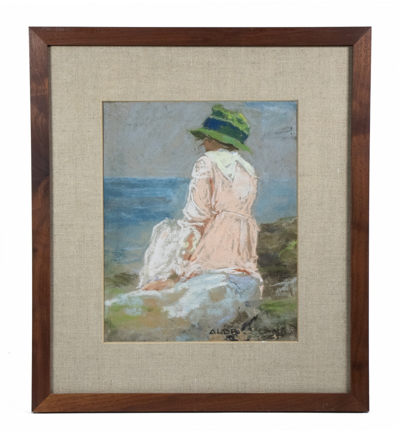 Appraisal: ALBERT LANG GERMANY - Woman Seated on Beach circa her