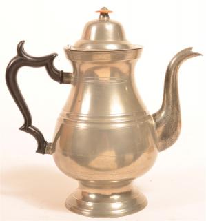 Appraisal: J Danforth Pewter Coffee Pot Josiah Danforth - Middletown Conn