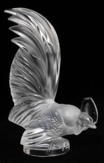 Appraisal: LALIQUE 'COQ NAIN' CLEAR FROSTED GLASS MASCOT LALIQUE 'COQ NAIN'