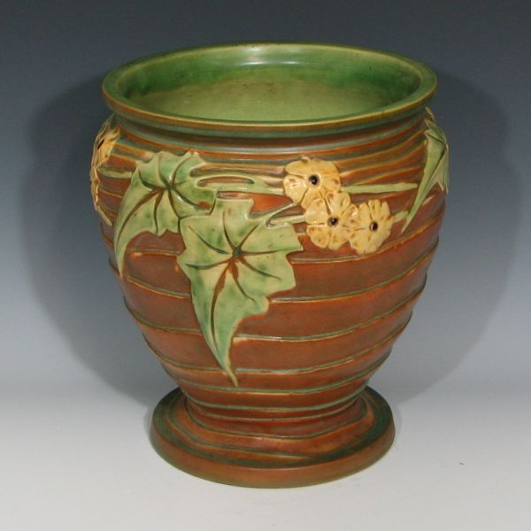 Appraisal: Roseville Luffa - sand jar in brown and green Very