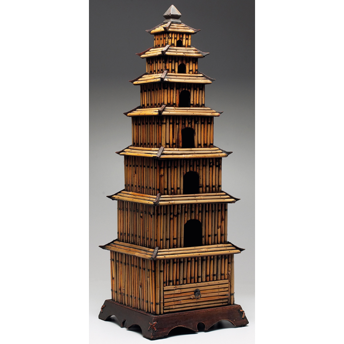 Appraisal: Chinese cabinet graduated tower shapemade from bamboo ''w x ''h