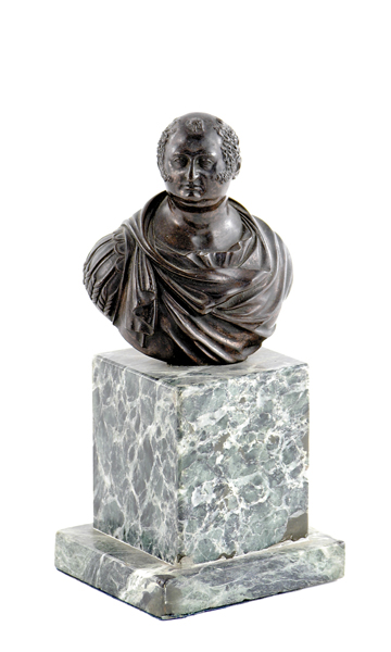 Appraisal: Continental school th century ROMAN BUST bronze on marble base