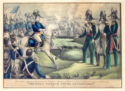 Appraisal: piece Hand-Colored Lithograph Currier N publisher General Taylor Never Surrenders