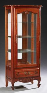 Appraisal: French Louis XV Style Carved Cherry Vitrine th c the