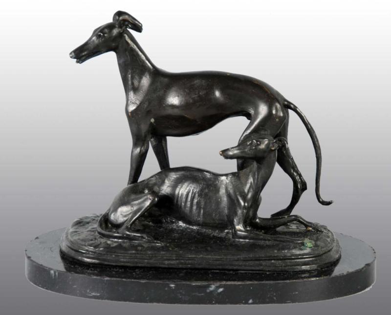 Appraisal: Bronze Dog Statue on Marble Base Description Circa s Condition