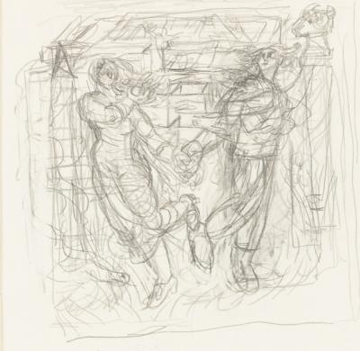 Appraisal: Betty Swanwick Atalanta and Melanion pencil sketch cm x cm