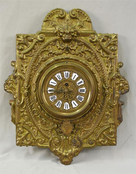 Appraisal: CONTINENTAL BRASS WALL CLOCK th century height inches width inches