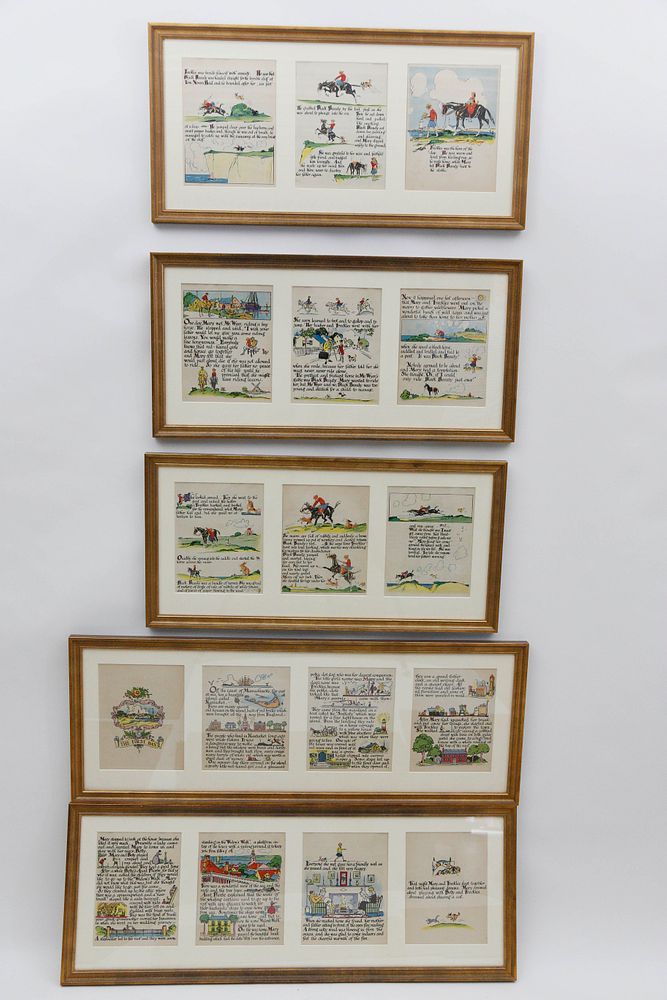 Appraisal: Set of Five Framed Tony Sarg Nantucket Storybook Page Sets