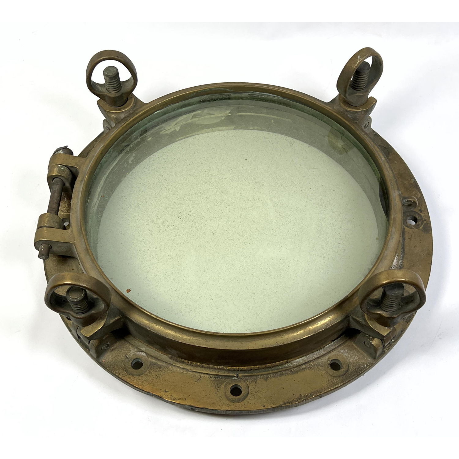 Appraisal: Heavy Brass Ship's Porthole Window Marine Industrial Dimensions H inches