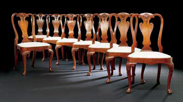 Appraisal: Suite of Eight George III-Style Mahogany Dining Chairs each with