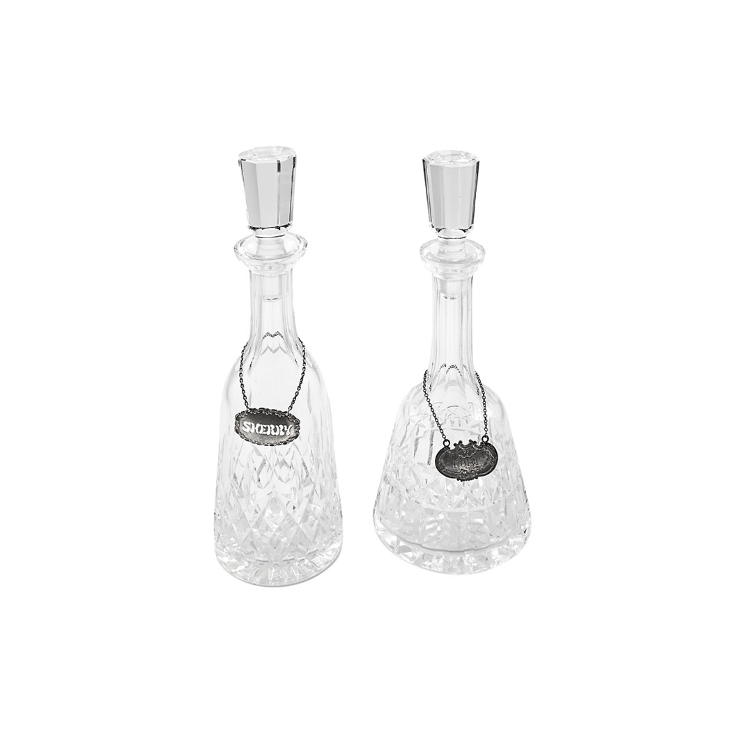 Appraisal: Two Waterford Cut Glass Decanters Each with a sterling silver