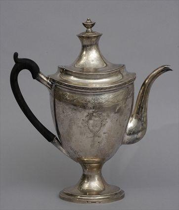 Appraisal: FEDERAL ENGRAVED AND MONOGRAMMED SILVER COFFEE POT Impressed W G