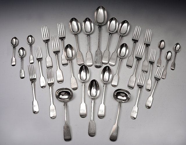 Appraisal: A QUANTITY OF SILVER FIDDLE PATTERN FLATWARE consisting of a