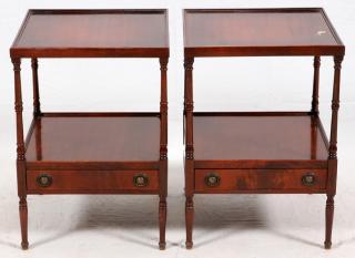 Appraisal: MAHOGANY LAMP TABLES C PAIR MAHOGANY LAMP TABLES C PAIR