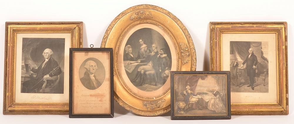 Appraisal: George Washington Engravings and Prints Five various George Washington Engravings