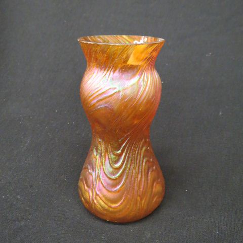 Appraisal: Loetz Style Art Glass Vase iridescent swirl design on golden