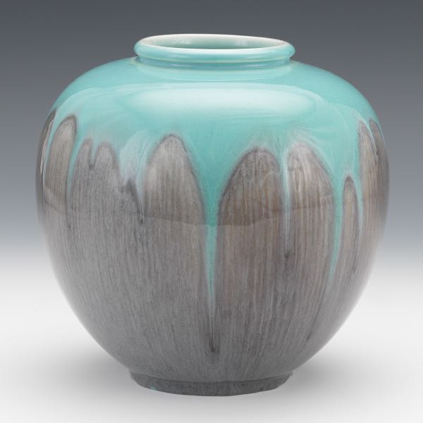 Appraisal: ROOKWOOD POTTERY TURQUOISE AND SILVER GREY GLAZE VASE DATED x