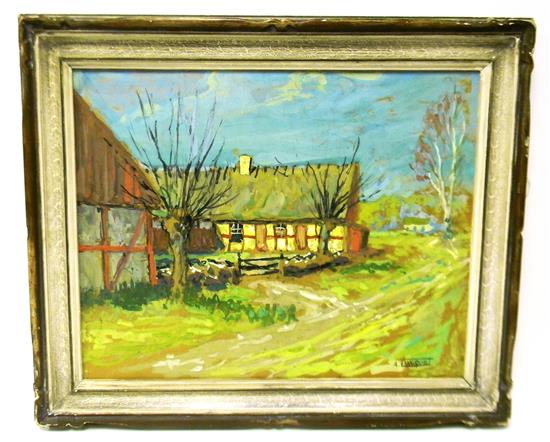 Appraisal: Arthur Lingquist American - oil on board depicting rural landscape