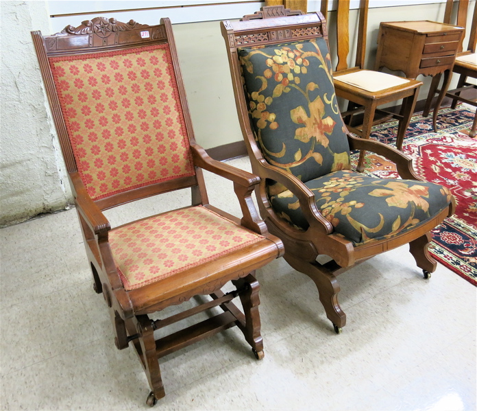 Appraisal: TWO VICTORIAN PLATFORM ROCKING CHAIRS Eastlake design American c both