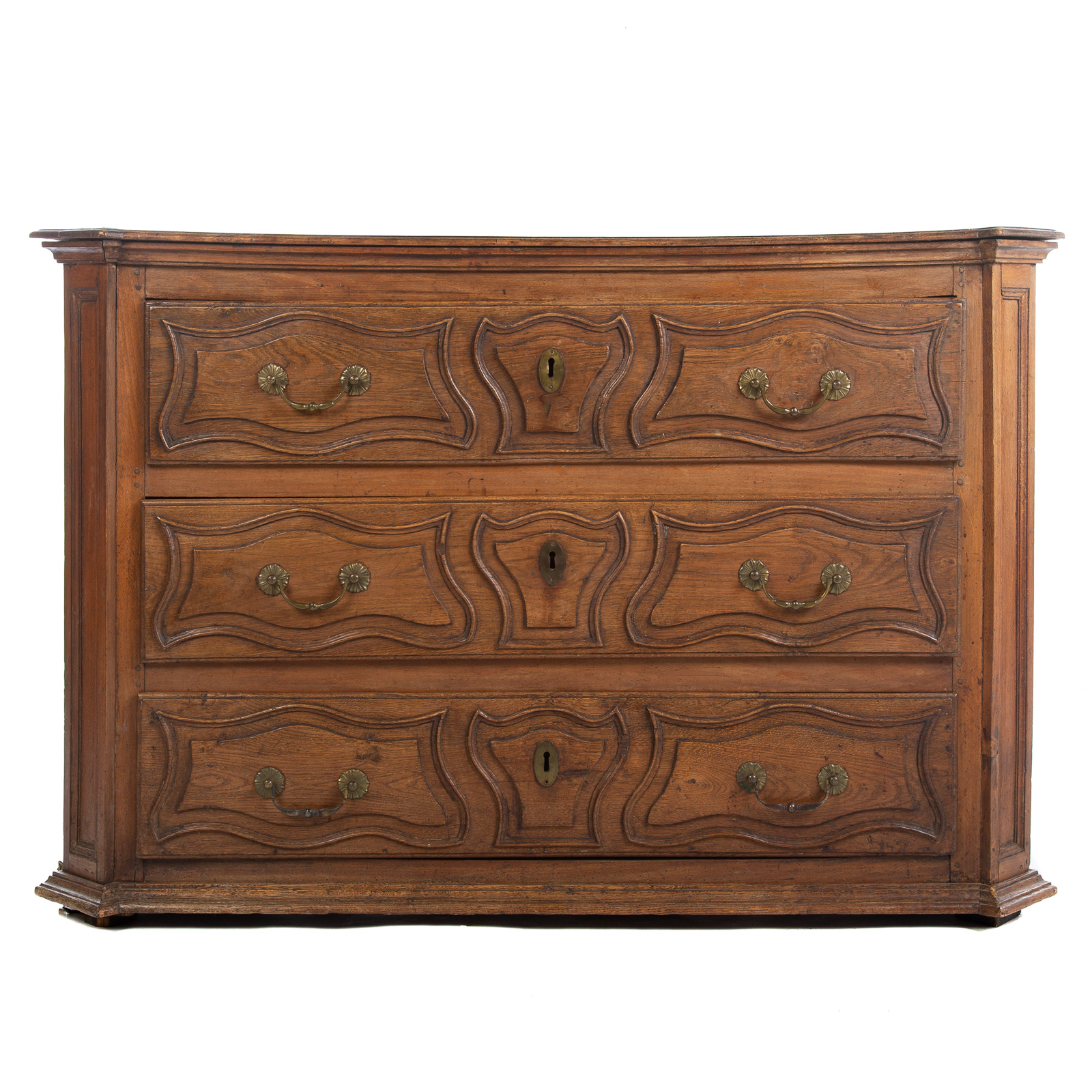 Appraisal: CONTINENTAL WALNUT COMMODE th century having shaped top with three