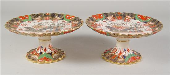 Appraisal: Pair of Copeland Bonbon Stands Circa Gaudy Welsh style decoration