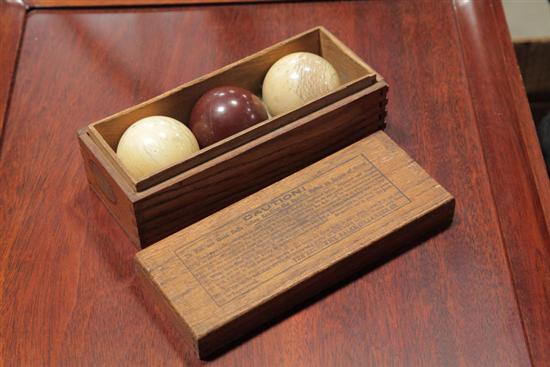 Appraisal: BOXED SET OF BILLIARD BALLS Brunswick-Balke-Collender Co th century Two